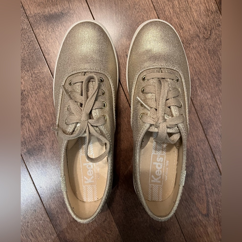 Keds Metallic Gold Shimmer Sneakers - Women’s Size 5.5